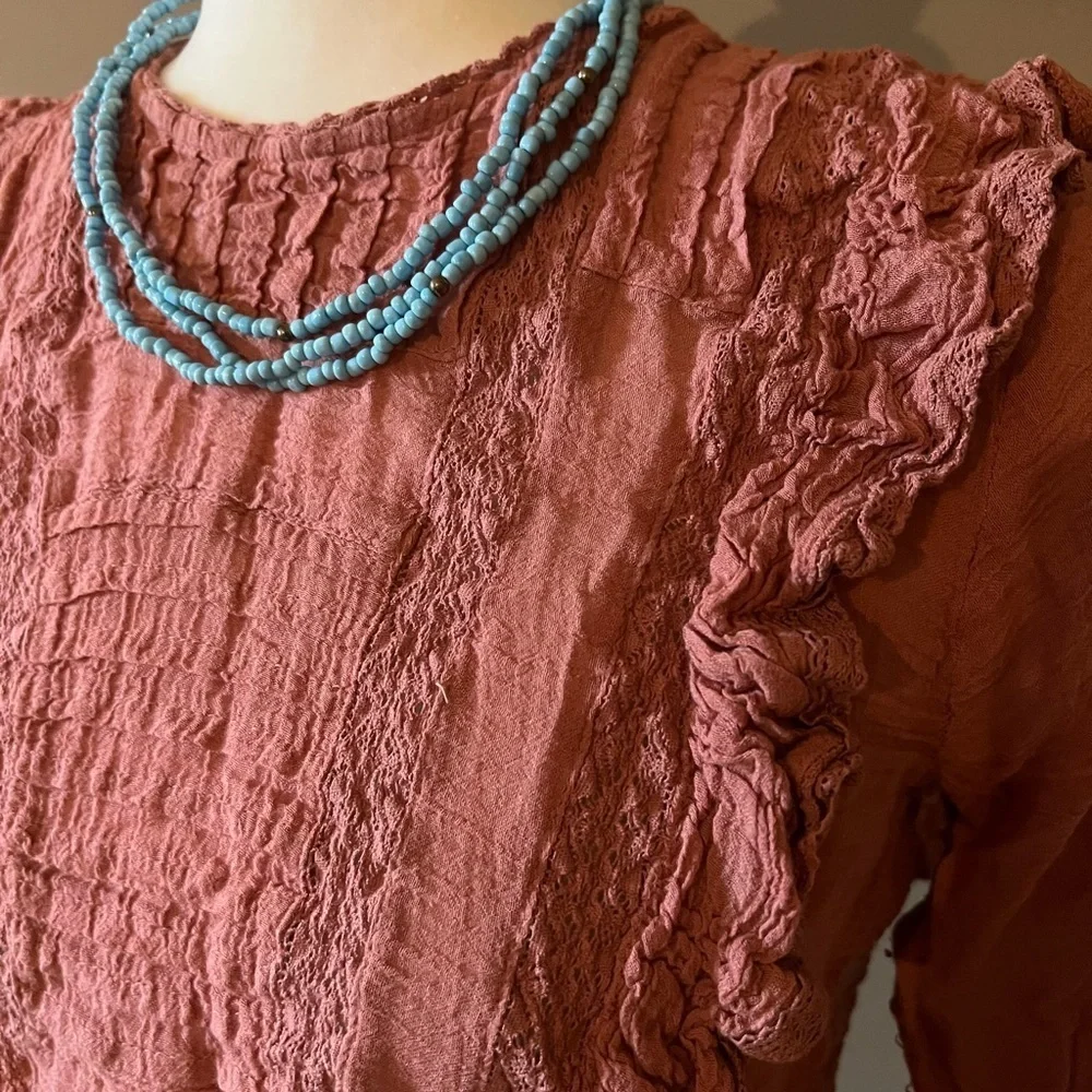 Free People Jasmine Ruffle Crop Blouse - Picture 4 of 6